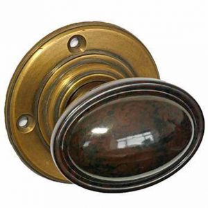 walnut brown bakelite art deco door knob set