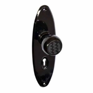 black bakelite art deco door knob set