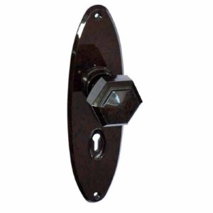 walnut brown bakelite art deco door knob set