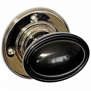 black bakelite art deco door knob set