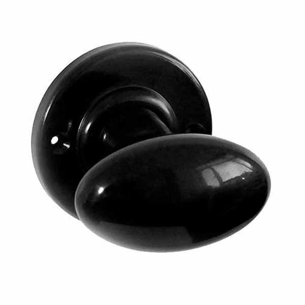 Black Bakelite BROLITE Plain Oval Door Knobs - Reborn Bakelite