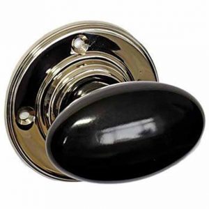 black bakelite art deco door knob set
