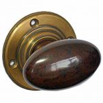 walnut brown bakelite art deco door knob set