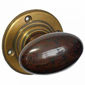 walnut brown bakelite art deco door knob set