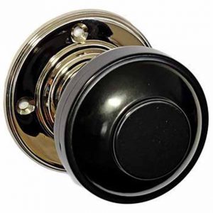 black bakelite art deco door knob set