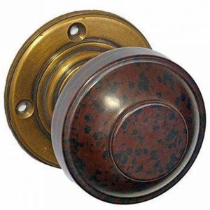 walnut brown bakelite art deco door knob set