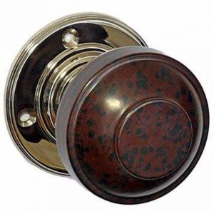 walnut brown bakelite art deco door knob set