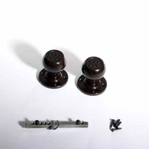 walnut brown bakelite art deco door knob set