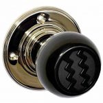 black bakelite art deco door knob set