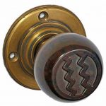 walnut brown bakelite art deco door knob set