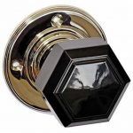black bakelite art deco door knob set