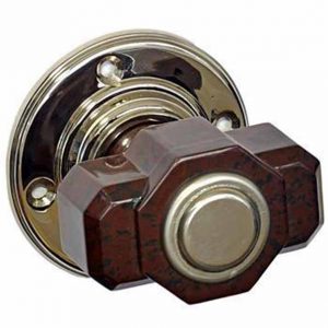 walnut brown bakelite art deco door knob set