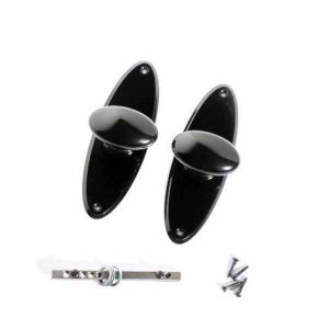 black bakelite art deco door knob set