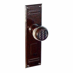 walnut brown bakelite art deco door knob set