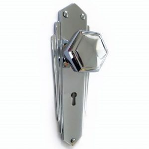Art deco Chrome door knob set