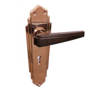 Brown bakelite handle on copper backplate
