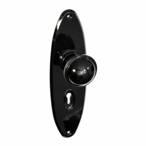 black bakelite art deco door knob set