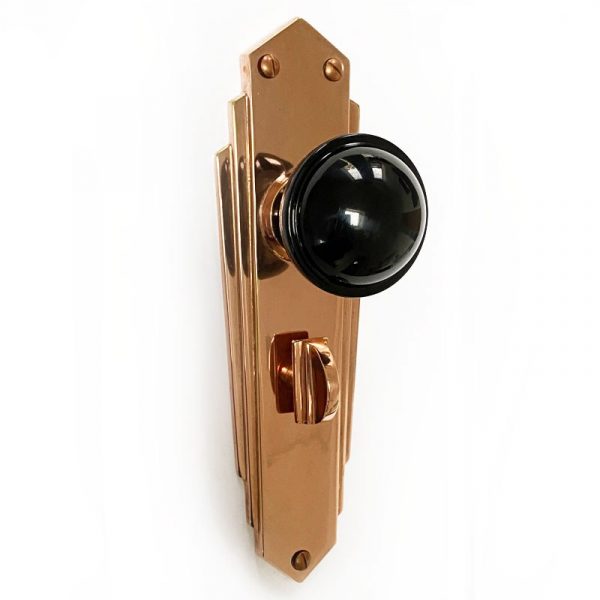 Black Knob with Deco copper plates for bathroom