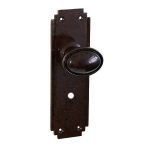 Brown door knobs on art deco plate